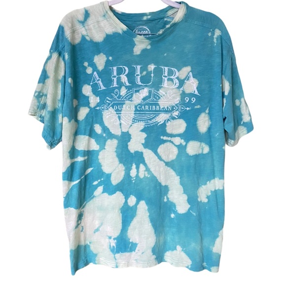 Aruba bleached tie dye teal short sleeve tee m - Picture 1 of 7